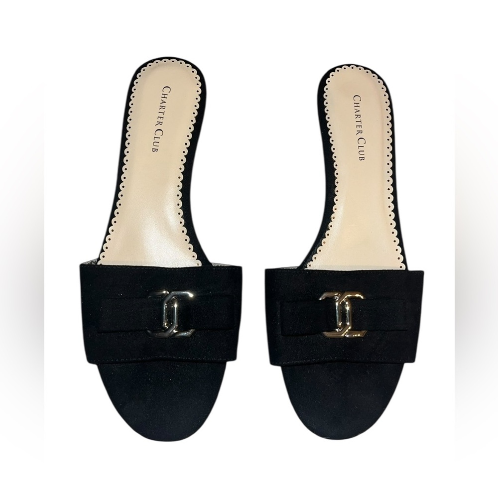 Charter Club Black Tessaa Heels Size 8 M NWOB